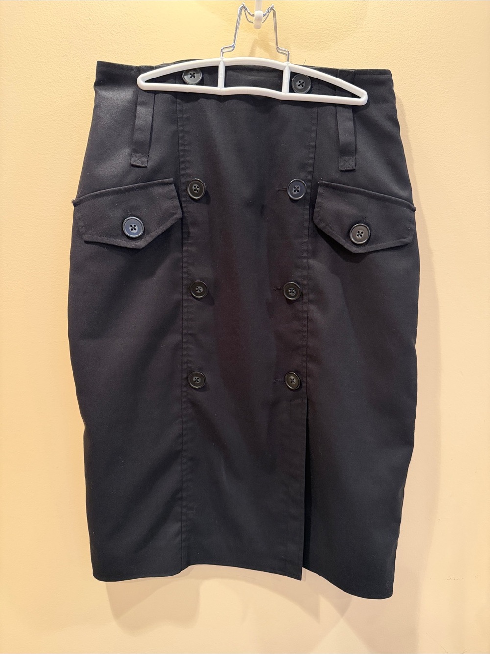 Worthington Black Double-Button Pencil Skirt with Flap Pockets